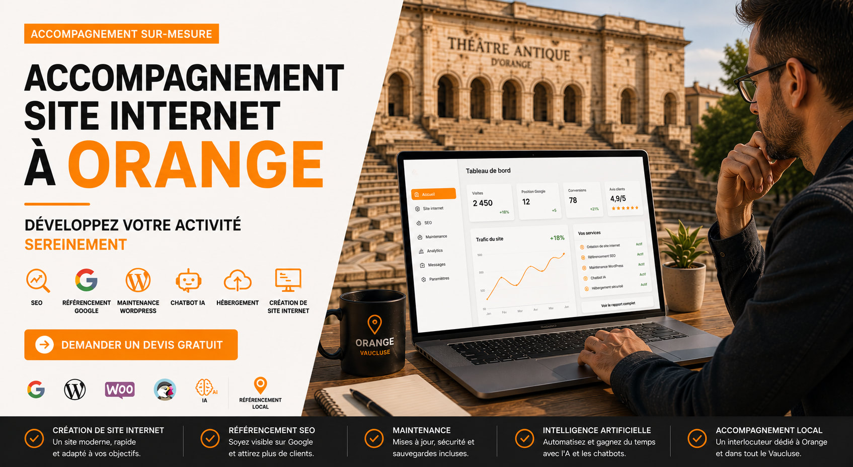Accompagnement site internet à Orange pour développer la visibilité locale de votre entreprise