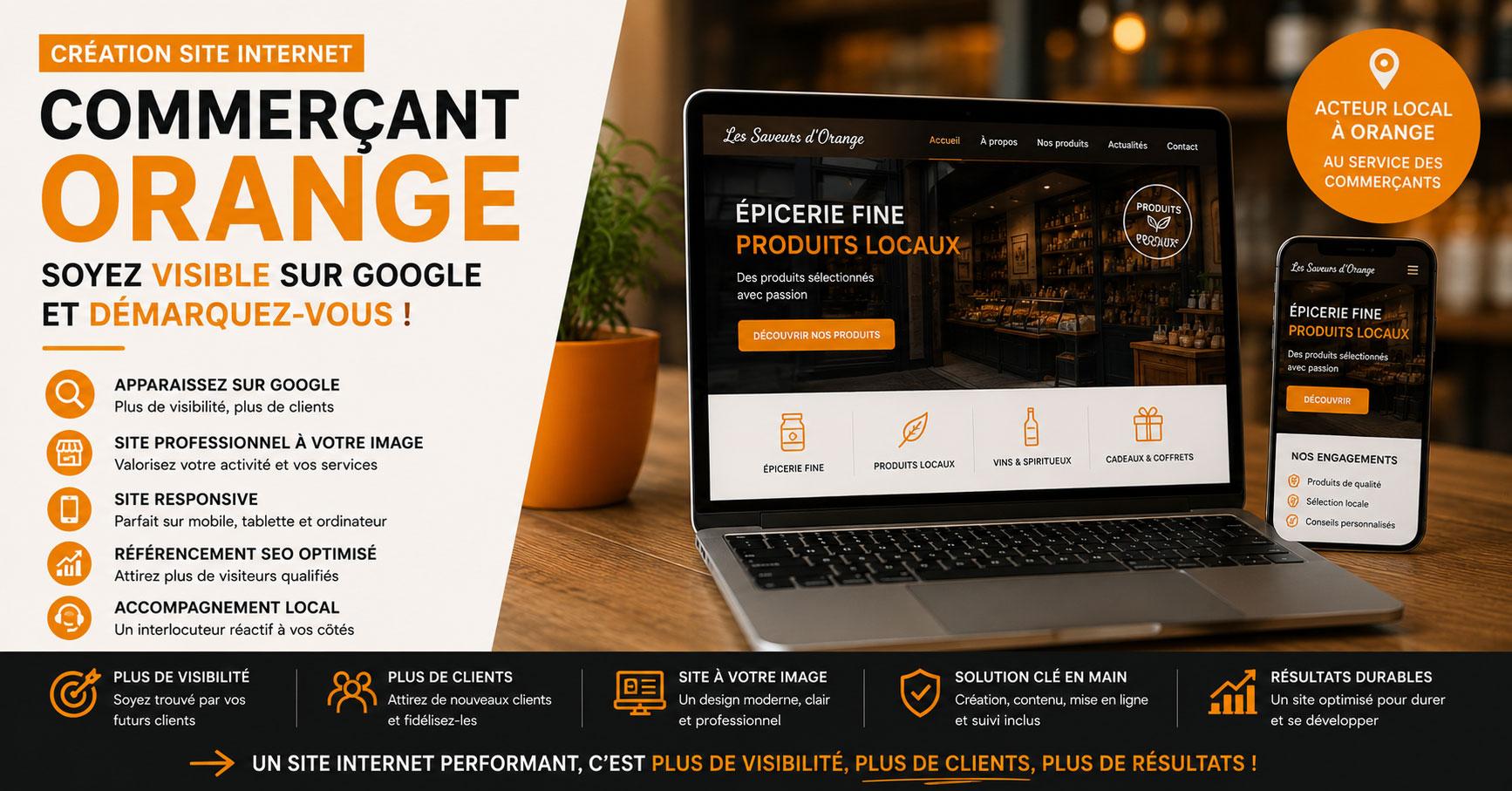 Création site internet commerçant Orange dans le Vaucluse par Meganet