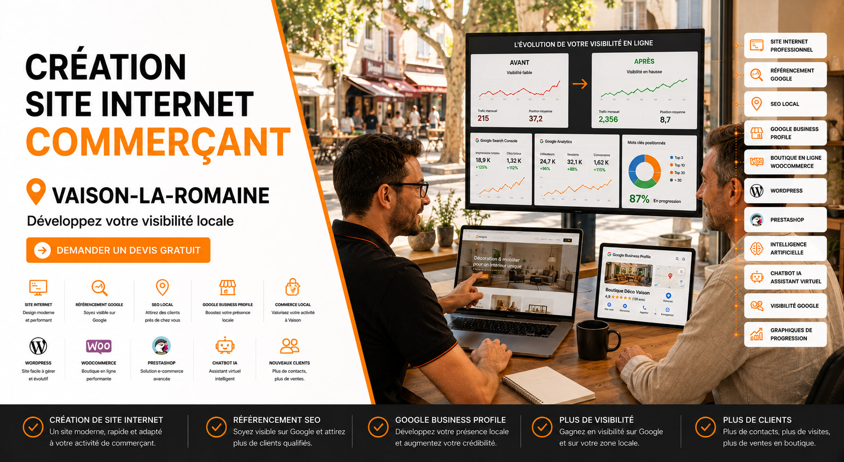 Création site internet commerçant Vaison-la-Romaine 84 : développez votre visibilité