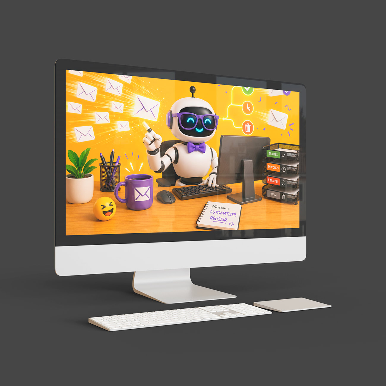 Passez moins de temps à gérer vos emails et davantage à développer votre activité. Grâce aux solutions d'automatisation email IA, il devient possible de répondre plus rapidement à vos clients, d'organiser efficacement vos messages et d'automatiser de nombreuses tâches administratives répétitives.