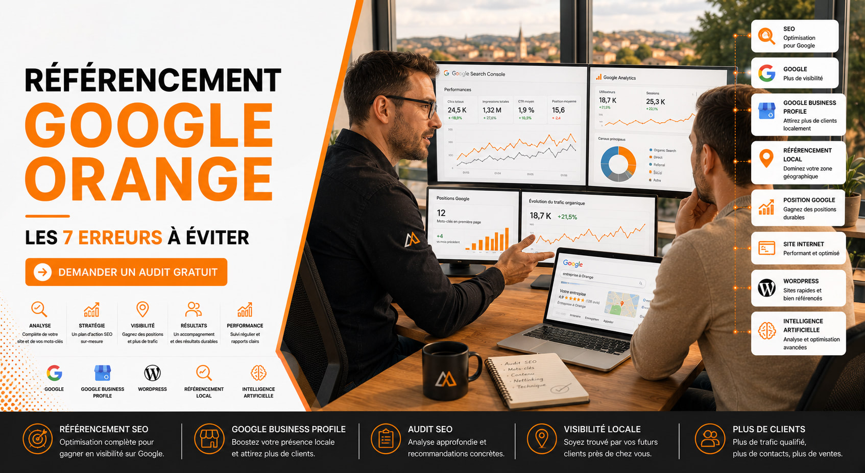 Référencement Google Orange : les 7 erreurs SEO à éviter pour améliorer la visibilité de votre entreprise.
