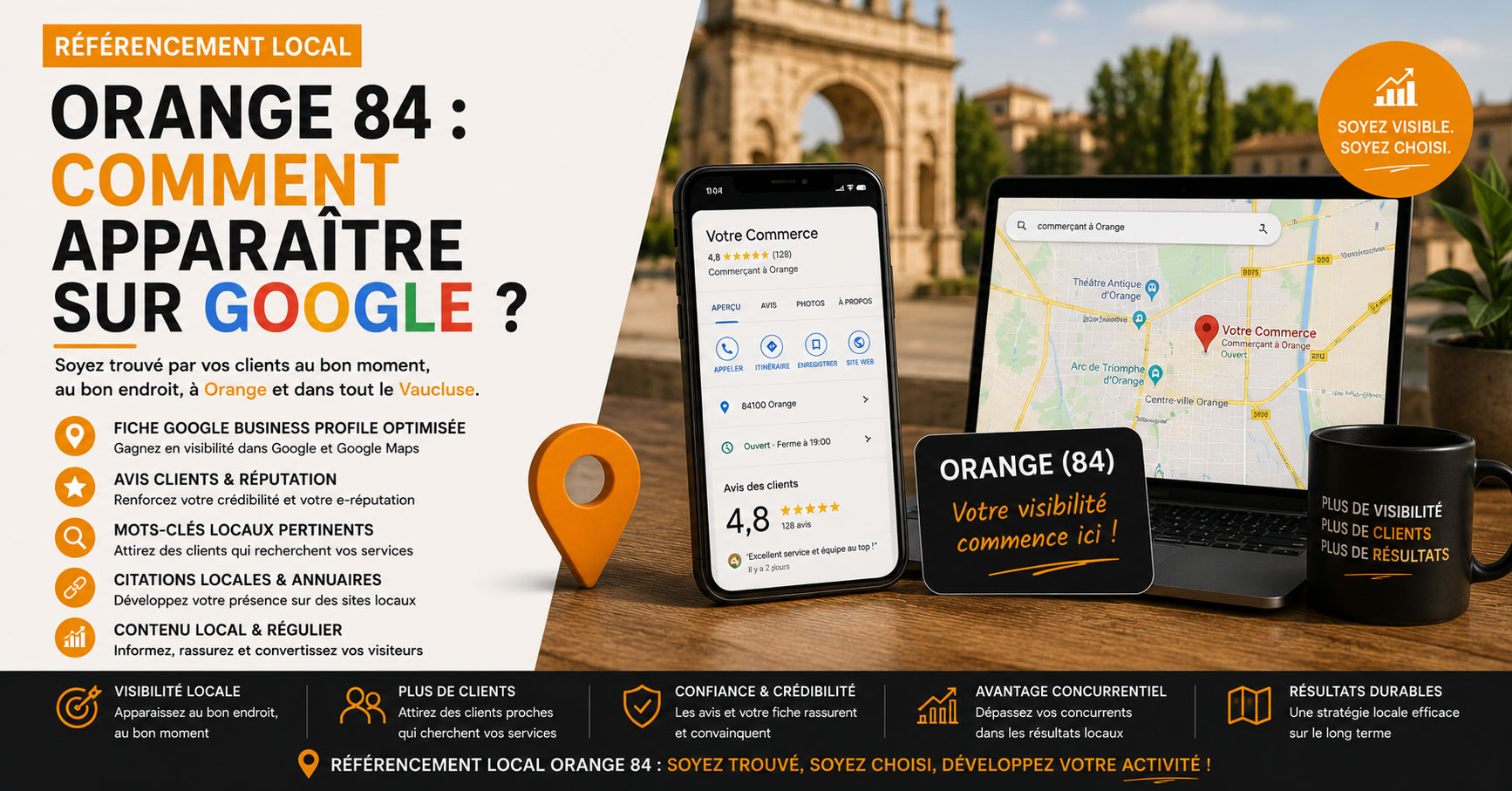 Référencement local Orange 84 et visibilité Google pour les entreprises du Vaucluse