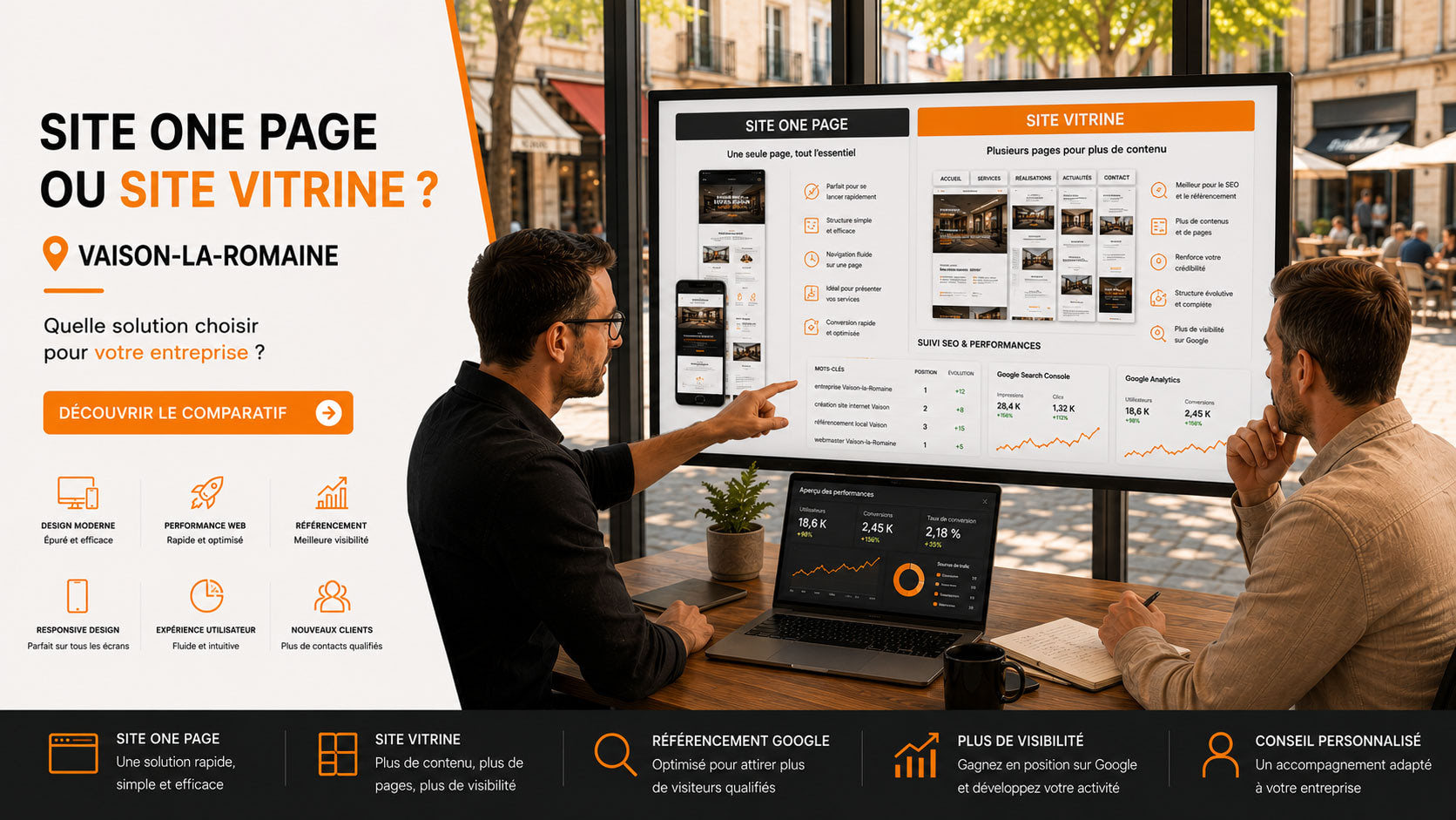 Site One Page ou site vitrine : que choisir pour votre entreprise à Vaison-la-Romaine ?
